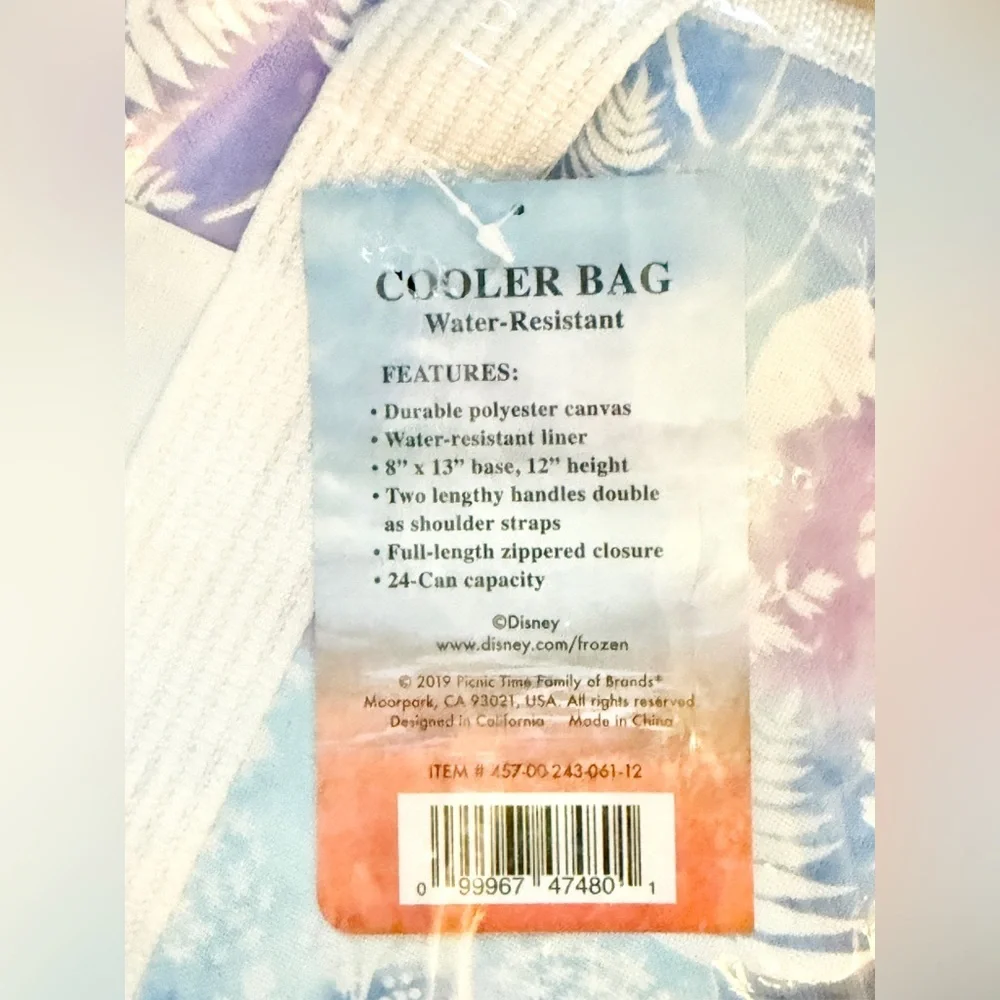 Disney Olaf Frozen Picnic Time Cooler Tote; Insulated Disney Lunch/Beach Bag NWT